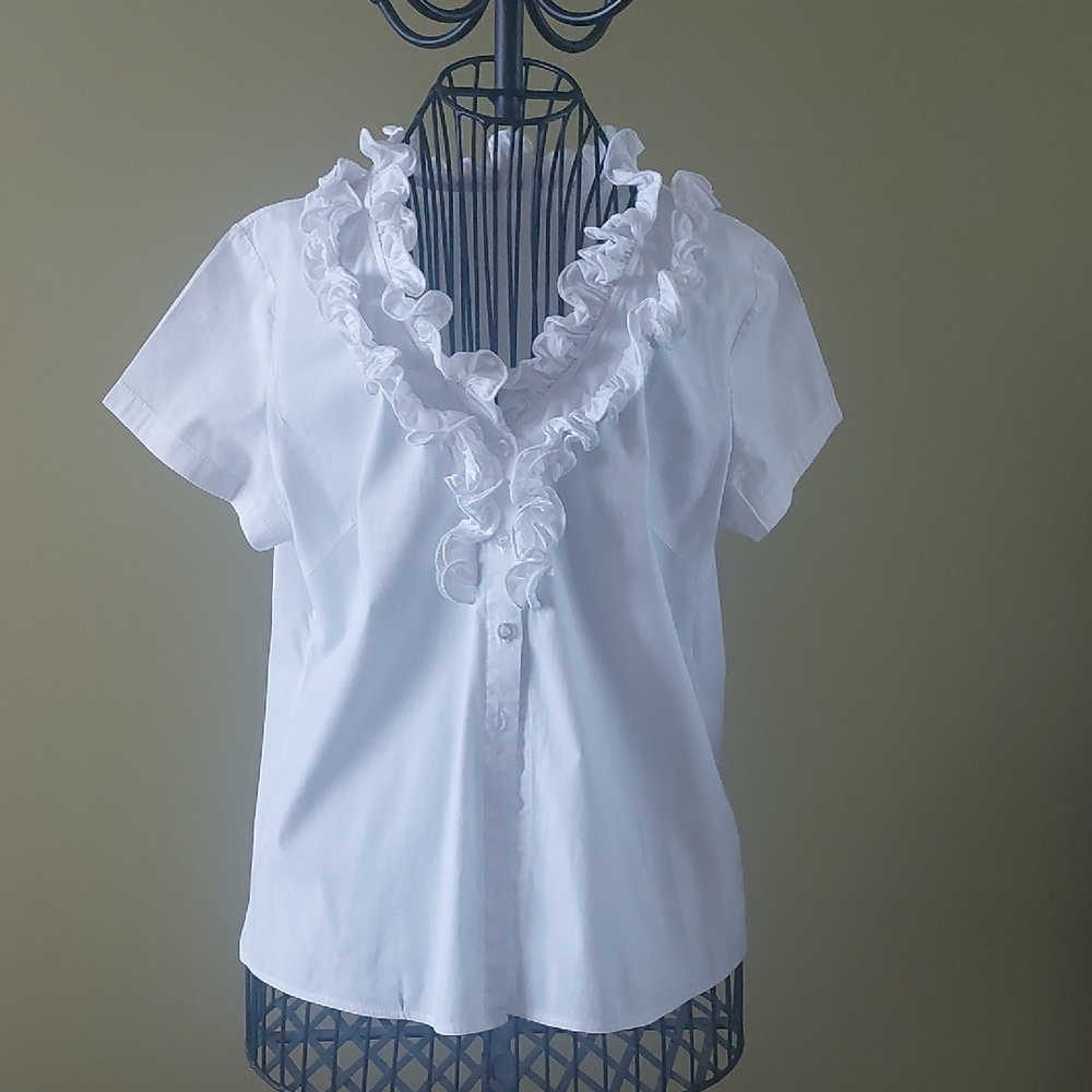 Elegant White Ruffle Blouse